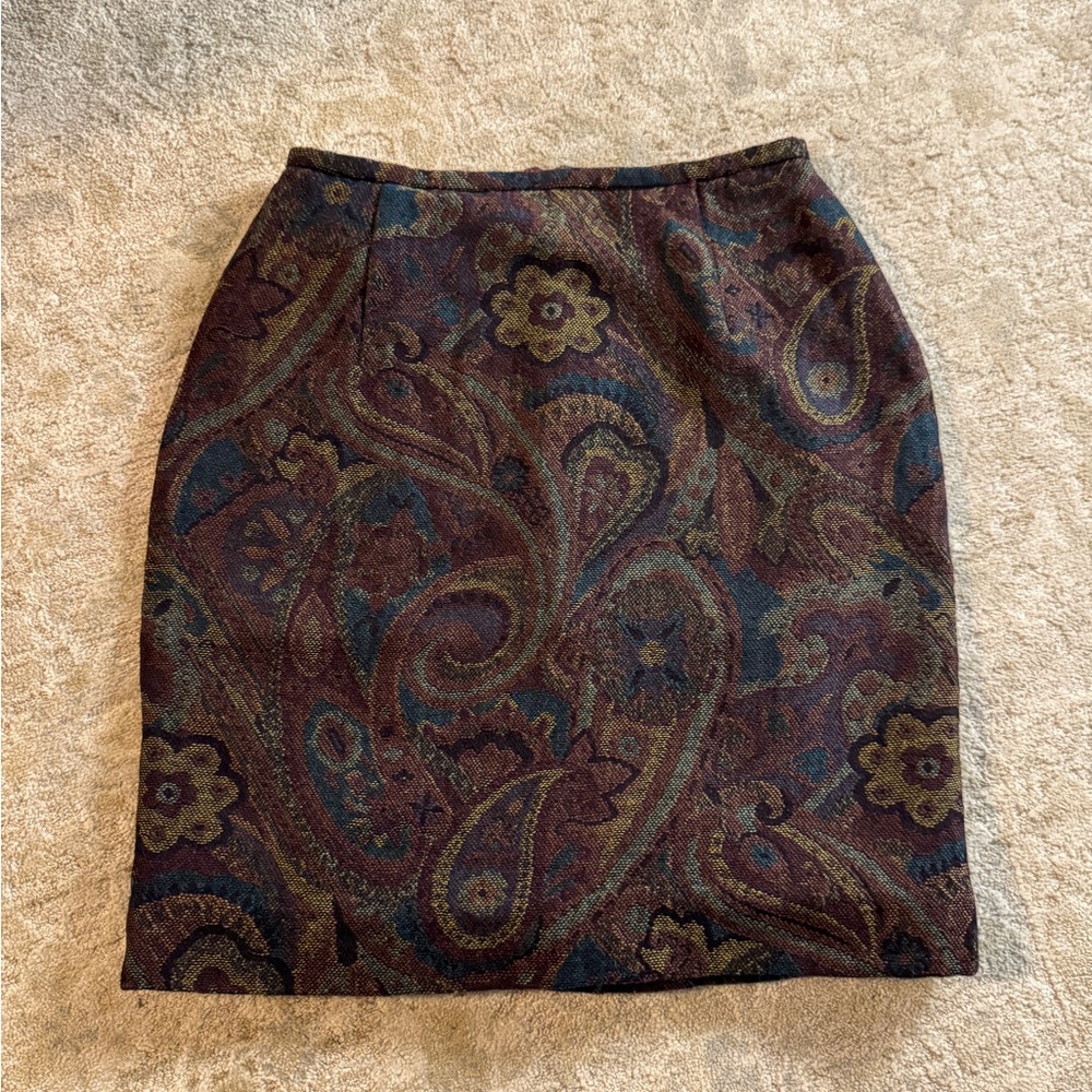 Jones New York Pure Wool Paisley Skirt